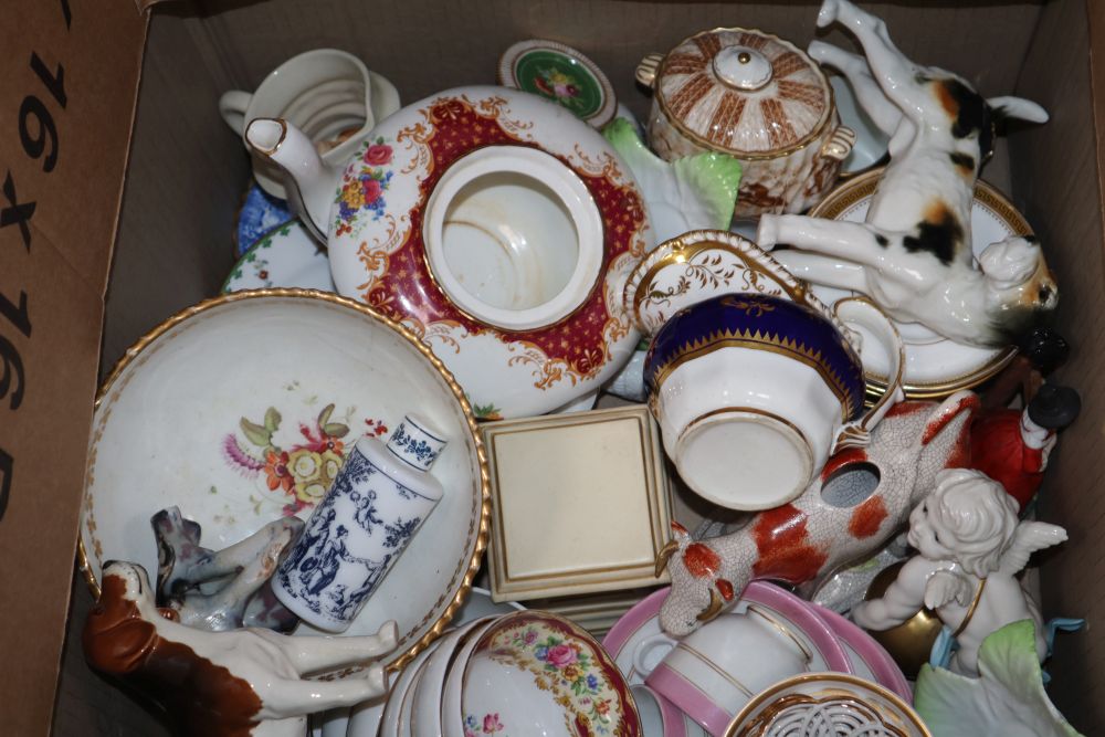 Two boxes of mixed 19th and 20th century ceramics